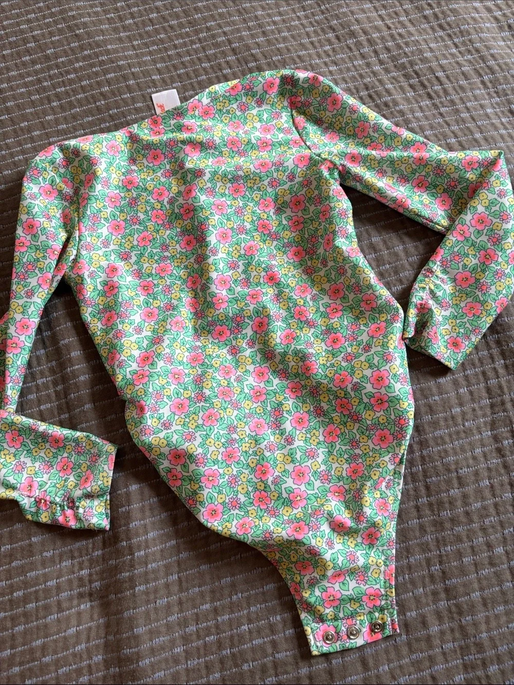 Cat & Jack Girls 5T Long Sleeve Rash Guard Swimsuit Floral Half Zip Crotch Snaps